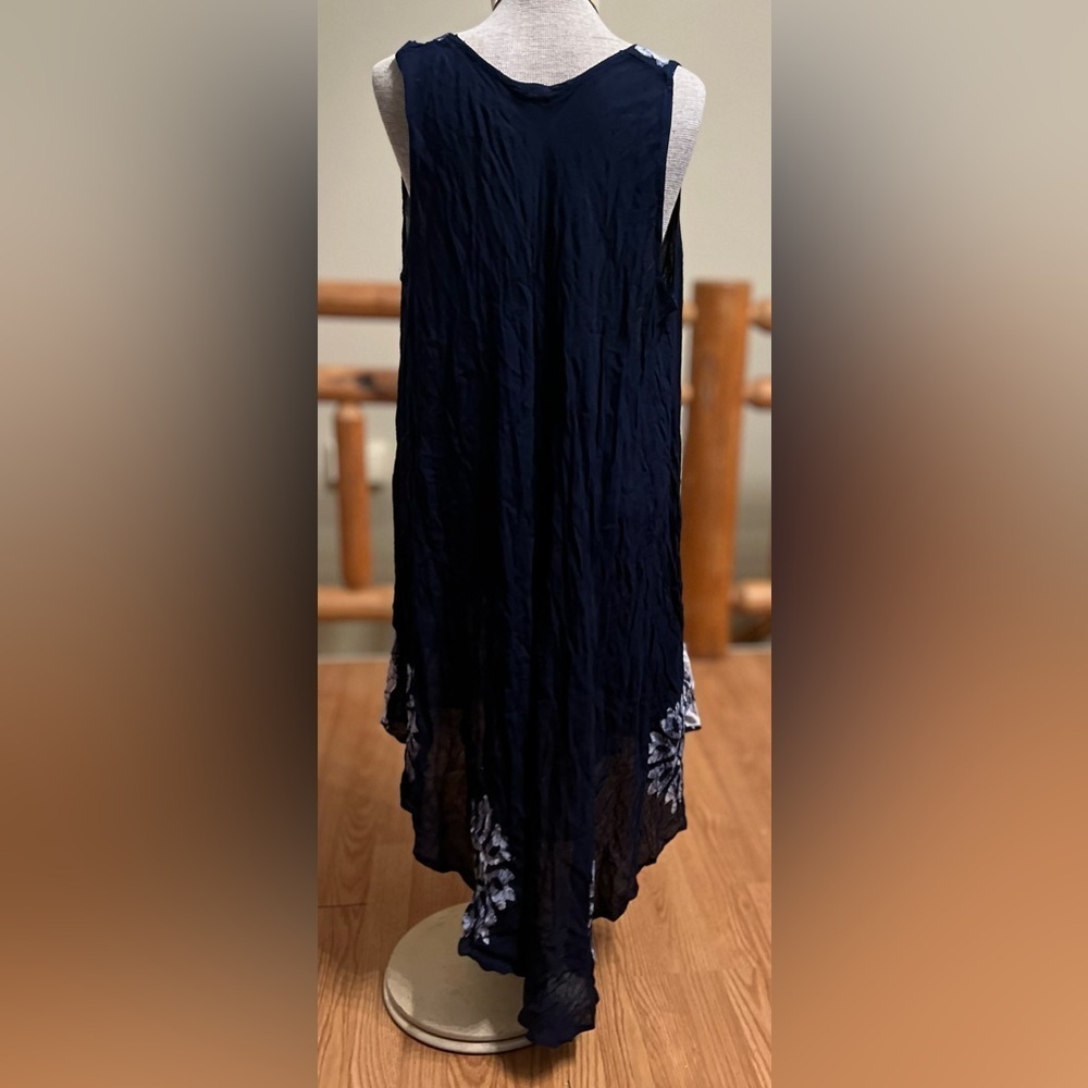 🌊 Riviera Sun Navy Embroidered Handkerchief Hem Dress — Free Plus - Picture 5 of 9